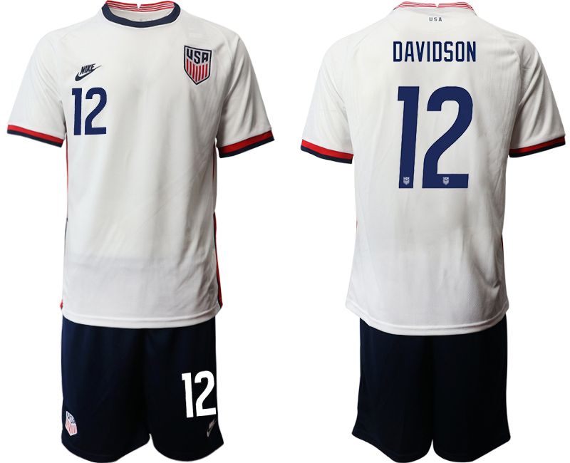 Men 2020-2021 Season National team United States home white #12 Soccer Jersey1